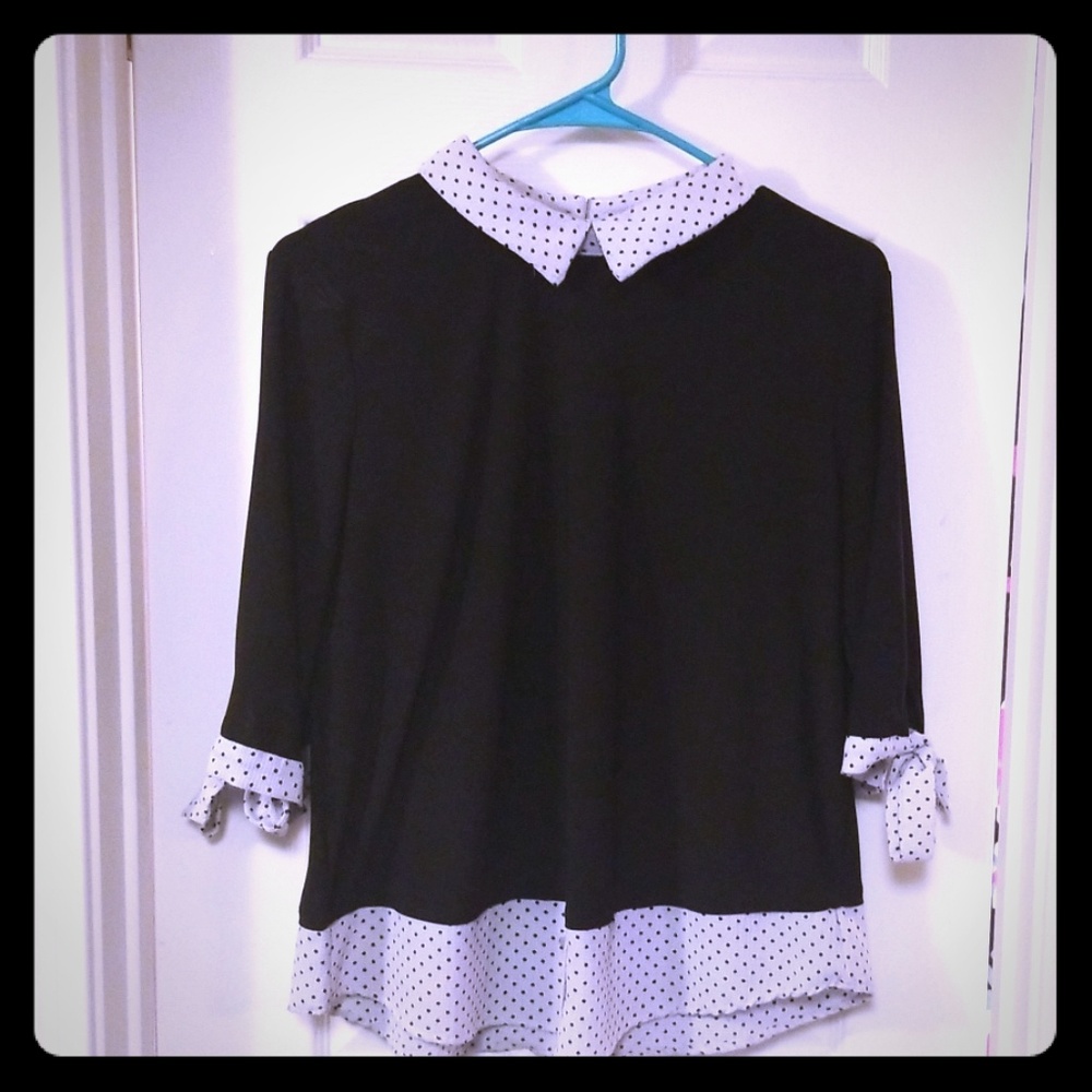 Polka dot detail blouse